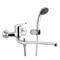 Chrome Wall Mount Tub Faucet with Long Swivel Spout and Hand Shower